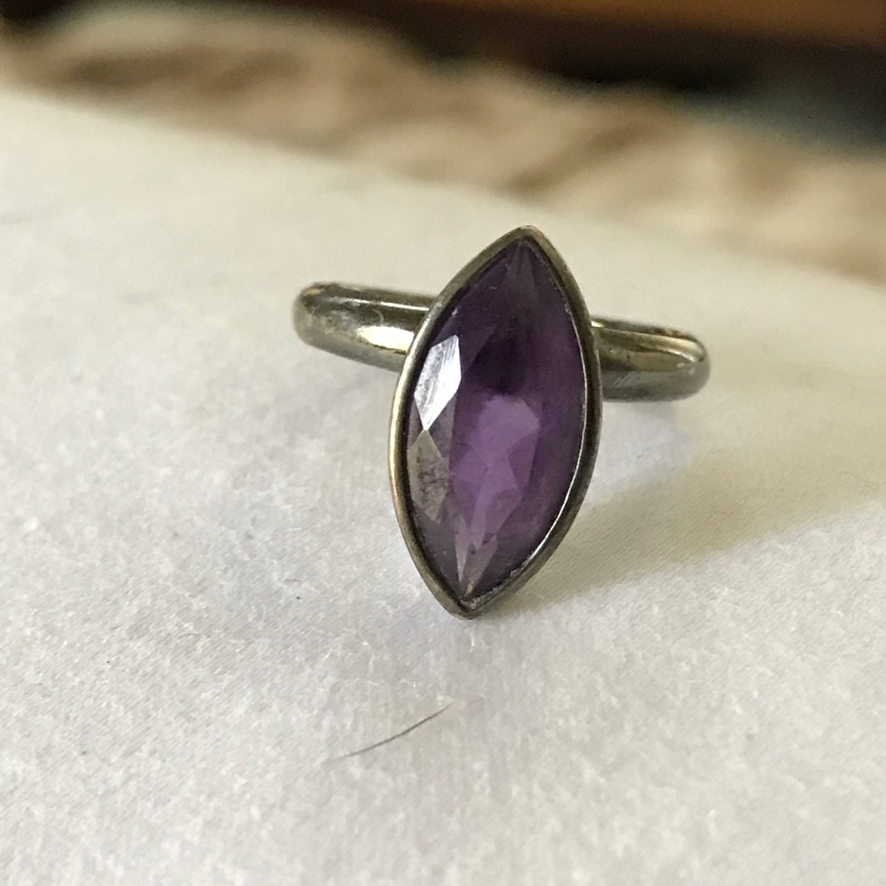 Oxidized Silver Amethyst Ring - image 2
